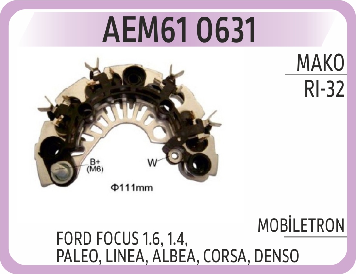 AEM61 0631 DIOT TABLASI FORD FOCUS 1.6, 1.4, PALEO, LINEA, AL